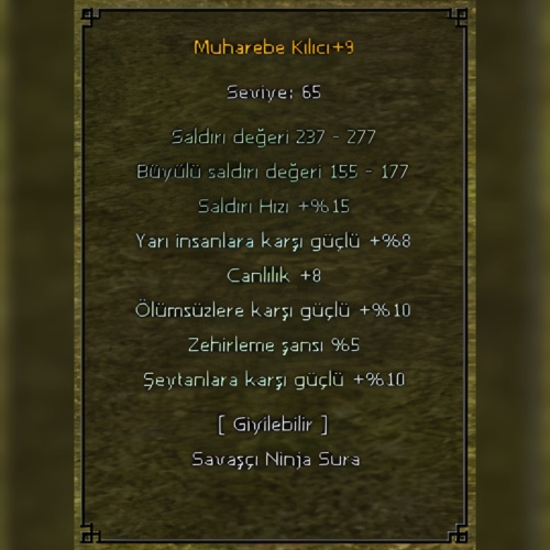  +9 MUHAREBE KILICI